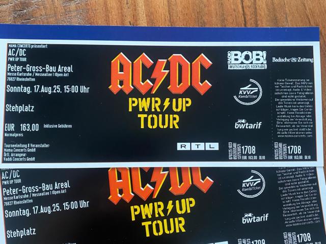 ACDC PWR UP Tour 2 Tickets Stehplatz Karlsruhe Rheinstetten - 1